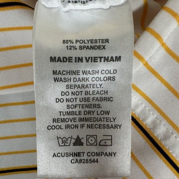 Footjoy Shirt Mens XL Yellow Polo Striped Golf FJ Performance Short Sleeve Adult - Picture 3 of 8